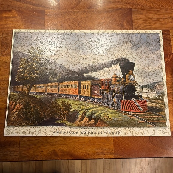 Liberty Puzzles Classic Wooden Jigsaw American Express Train 530 pieces COMPLETE - Picture 3 of 10